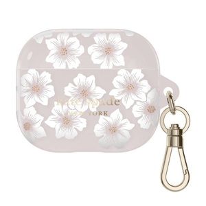 kate spade Floral Earbud Case - White and Gold